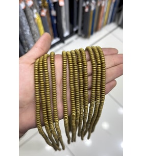 Hematit Taşı Rondela Kesim Mat Gold 6x3mm Doğal Taş Dizi