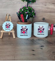 Sevimli Panda Hediye Sepeti Kupa Bardak T Kulplu, Kalemlik ve Anahtarlık Arkadaşa Sevgiliye Hediye (Model 1)