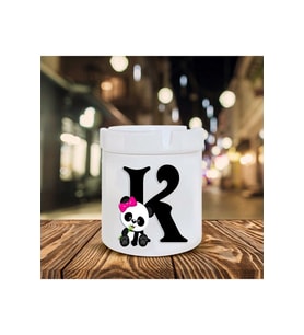 Panda Desenli K Harfi Baskılı Seramik Küllük