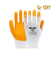 Beybi Polyester-Nitril İş Eldiveni PN7 No: 10 SARI - 12 Çift