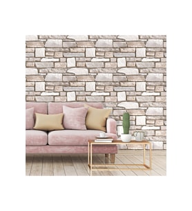 Dreamwall Taş Duvar Desenli Silinebilir Tekstil Duvar Kağıdı (Çok Renkli)