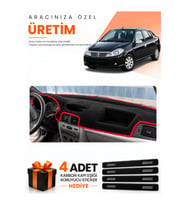 RENAULT SYMBOL AİRBAGSİZ (2008-2011) Uyumlu Torpido Koruma Örtüsü Oto Kılıfı - Siyah Kırmızı
