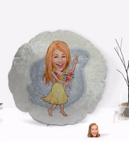 BK Gift Kişiye Özel Kadın Dansçı Karikatürlü Yuvarlak Dekoratif Kırlent Yastık-1
