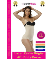 #Korse İz Göstermeyen Lazer Kesim Toparlayıcı Şekillendirici Kaymaz Göğüs Altı Body Korse - 3 Adet (Ten)