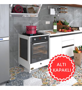 Kenzlife ankastre modülü kabini altın3 byz fırın ocak dolabı kapaklı ayaklı
