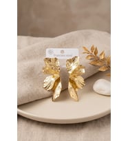 316L Çelik Gold Renk Lotus Yaprak Model Kadın Küpe TJ-BKP12154