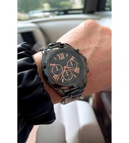 Şık Spor Gösterişli Erkek Kol Saati (Siyah-Rose Gold)