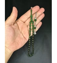 ATEŞ KEHRİBAR TESBİH ARPA KESİM YEŞİL RENK 6,5MM X 10,5MM T-538 (Çok Renkli)