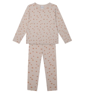 Bej Bambu Kumaş Kız Çocuk Pijama Takımı