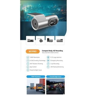 Dahua DAE-HC1301W-M1pro 1080P Ultra HD Araç Kamerası 128 GB'a MicroSD Destekler Dahili Wi-Fi G-Sensör Dahua M1pro