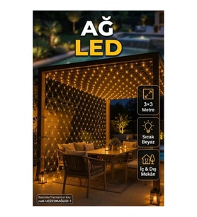 3x3 Metre Gün Işığı Ağ LED Dekoratif Aydınlatma – Bahçe, Balkon ve Organizasyon Kullanımı