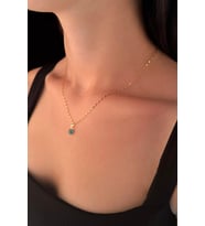 14 Ayar Altın Işıltılı Aynalı Zincir Mavi Gözlü Nazar Kolye (Sarı)
