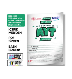 2026 ÖSYM YKS-AYT EŞİT AĞIRLIK MEBİ ONLİNE Türkiye Geneli 9. Deneme Büyük Boy Renkli BASKI ÜCRETİ