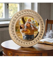 Kişiye Özel Fotoğraf Basklı Metal Tabak Plaket Gül Desenli Gold ve Gümüş Model 25 CM (Altın)