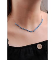 Rose Gümüş Turkuaz Choker Kolye 6584