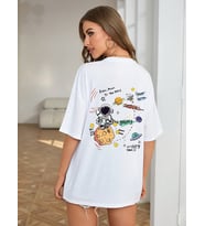 Unisex Galaksi Tasarım Basklı Tshirt (A.Beyaz)