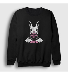 Presmono Unisex Siyah Pink Skeleton Rabbit İskelet Tavsan Sweatshirt 424660tt