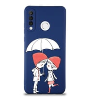 Huawei P 30 Lite Uyumlu Lansman Kılıf Aşk Tasarımlı İçi Kadife Lacivert Kapak (Şeffaf)
