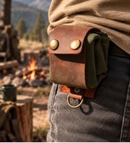 HEMLABEL Hakiki Deri Mumlu Canvas Orman Kesesi Outdoor EDC Bushcraft Orman Kesesi