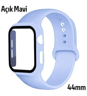 ALLY Apple Watch 4-5-6 44mm Silikon Kordon Kayış ve Ekran Koruyucu Kılıf-(5775) - SSSSSS9540-11