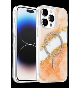 Onegif iPhone 14 Pro Max Lotus Simli Magsafe Kapak - Turuncu