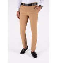 Erkek Slim Fit Düz Model Keten Pantolon 21K-2200420-4 Bal Rengi