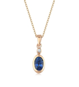 Tek Oval Safir Kolye