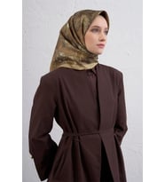 Armine Tivil Saf İpek Eşarp 9409 - 06 Kahverengi Karışık Desen