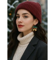 El Yapımı Golden Christmas Bells Halkalı Yılbaşı Küpe - Şık Ve Özgün, Yılbaşı, Hediye, Yeniyıl (Altın)