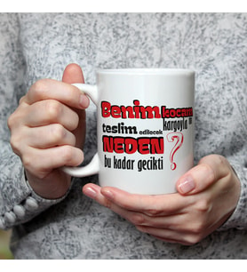Benim Kocam Kargoyla Mı Teslim Edilecek Baskılı Beyaz Kupa