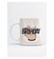 Doğum Günü Temalı Happy Birthday Tasarımlı Hediyelik Porselen Kupa Bardak (Beyaz)