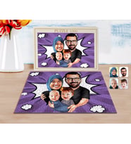BK Gift Kişiye Özel Tesettürlü Aile Karikatürlü 1000 Parça Profesyonel Puzzle-4