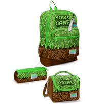 Coral High Kids Yeşil Kahverengi High Craft Desenli 3'lü Okul Çanta Seti SET0123776 - Erkek (Çok Renkli)
