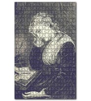 Cakapuzzle Mektup Okuyan Kederli Kadın Puzzle Yapboz MDF (Ahşap) (120 Parça)