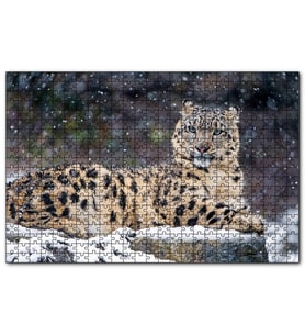 Cakapuzzle Kar Yağışı Ve Leopar Görseli  Puzzle Yapboz MDF (Ahşap) (120 Parça)