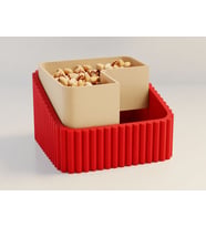 3D Baskı Fıstık Kasesi - Çift Hazneli Kabuk Ayırıcı Sunum Kasesi - Kırmızı Bej