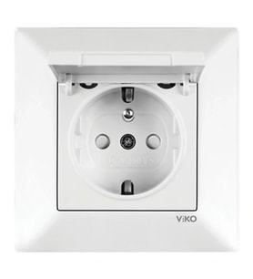 VİKO Karre Meridian Etiketli Kapaklı Beyaz UPS Priz Çocuk Korumalı (Çerçevesiz) 90967Z24 VİKO