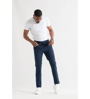 Çift Pileli Regular Fit Beli Lastikli İplikli Yazlık İnce Kumaş Erkek Jogger Pantolon (Lacivert)