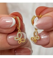 Hk Gümüş Kadın Küpe Sallantılı Gold Kelebek Gümüş Takı Hediyelik Ürünler