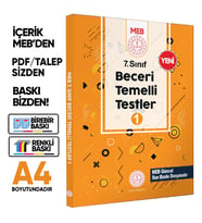 7.Sınıf MEB Beceri Temelli Testler 1. Kitap Örnek Soru Bankası (Renkli Baskı) BASKI ÜCRETİ