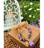 serapis accessories Göz Figürlü Sugilit Taşlı Kadın / Kız Bileklik (Mor)