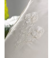 Cotton Box 3D Nakışlı Saten Çift Kişilik Nevresim Takımı Pure Ekru