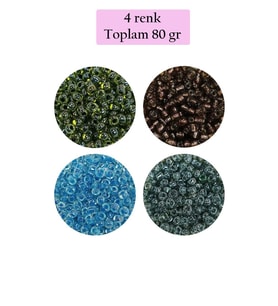 Dökme Cam Kum Boncuk (8/0) 3 mm - 4 Renk - Toplam 80 Gram - BNC423