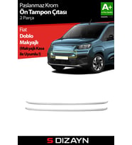 S-Dizayn Fiat Doblo 3 Krom Ön Tampon Çıtası 2 Prç 2023 Üzeri A+ Kalite