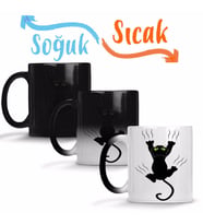 Gato Preto Cat Kedi Sihirli Kupa Bardak Porselen