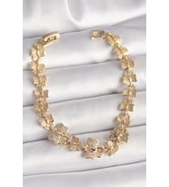 Pirinç Gold Renk Zirkon Taşlı Kelebek Model Zincir Kadın Bileklik 5886 - SSSSSS7865-8768