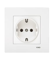 VİKO 90967X08 - Karre Topraklı Priz Beyaz (Çerçevesiz) VİKO