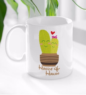 BK Gift Kişiye Özel İsimli Kaktüs Tasarımlı Beyaz Kupa Bardak-13