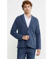 Üç Düğmeli Yünlü Triko Ceket - Indigo