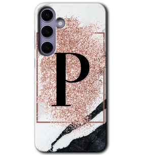 Galaxy S24 Kılıf HD Desen Baskılı Kılıf - Pembe Mermer Desenli P Harfi